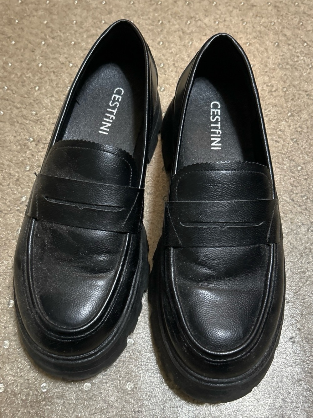 Women’s Black Leather Penny Loafers